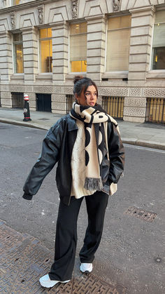 @jadehoney62 in our Logotype Scarf Japan Outfits, Nyc Fits, Europe Outfits, London Outfit, Winter Fit