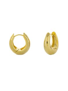 Thick Teardrop Huggie Hoops | Gold Plated Earrings | Light Years Jewelry Luxury Tarnish-resistant Teardrop Huggie Earrings, The Shape, Gold Plate, Hoop Earrings, Plating, Stud Earrings, Brass, Gold