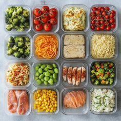 plastic containers filled with different types of food