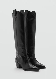 Cowboy leather boots - Women | MANGO USA Nyc Clothes, Cowboy Style, Cowboy Boots Women, Leather Boots Women, Style Noir, Cow Boy, Boots Women, Cowboy Boots, Leather Boots