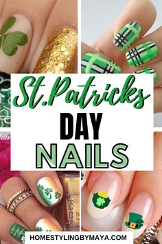 Shapes For Short Nails, Shamrock Nails, Sant Patrick, Green Nail Ideas