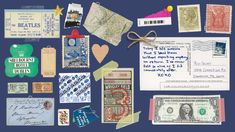 an assortment of stamps, envelopes and other items