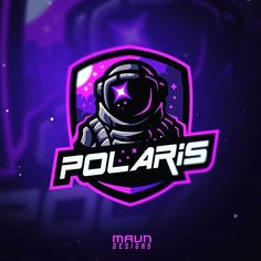 a purple and black logo with the word polaris on it's front side