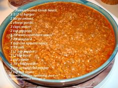 the recipe for baked beans in a bowl