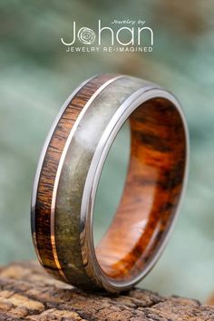 Redwood and Jade Wedding Band with Titanium and Gold Men's Wedding Rings Jewelry By Johan, Wedding Ring For Men Jewelry By Johan, Unique Mens Rings Jewelry By Johan, Unique Wedding Rings Jewelry By Johan, Mens Wedding Ring Redwood, Mens Unique Wedding Bands Jewelry By Johan, Mens Wedding Bands Unique Jewelry By Johan, Unique Wedding Bands Jewelry By Johan, Luxury Jade Wedding Ring