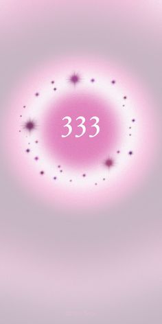 the number 333 is surrounded by small stars in pink and purple colors on a white background