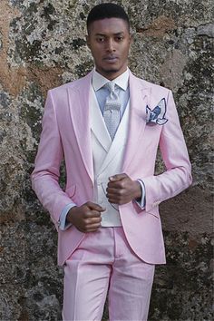 Get inspired by this Designer Notch Lapell Groom Tuxedos Pink Prom Men Outfits with rush order service at ballbella.com. Fast delivery worldwide, 1000+ styles available, extra coupons to save you a heap. Prom Men Outfit, Pink Suit Men, Suit For Men Wedding, Prom Men, Wedding Tuxedo, Groom Tuxedo, Suit For Men, Prom Suits, Party Suits