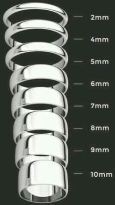 the width of a ring is shown in this image, with measurements for each ring