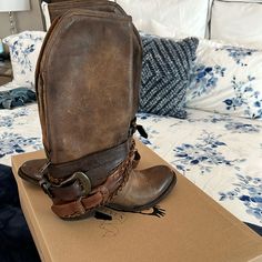 Freebird By Steven Boots. Size 7. Brown. Chain And Buckle Accents. Zipper Closure In Back. Like New Condition Freebird Boots, Freebird By Steven, Shoes Heels Boots, Shoes Women Heels, Heeled Boots, Shoes Heels, Conditioner, Like New, Size 7