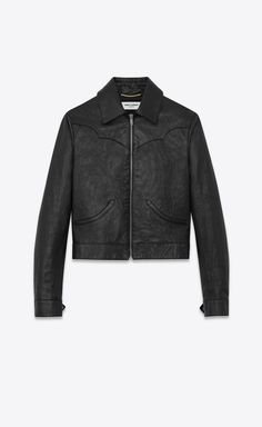 Saint Laurent | S19 Western-Style Jacket in Vintage Leather Saint Laurent Store, Western Jacket, International Festival, Outfit Grid, Charlotte Casiraghi, By Charlotte, Zipper Jacket, Women Leather