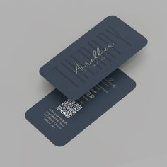 two business cards with the word thank written on them