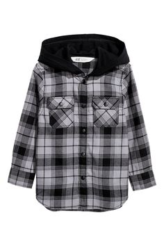 Gray Plaid Shirt, Flannel Hoodie, Flannel Shirts, Black Long Sleeve Top, Snap Fasteners, Designs For Dresses, Grey Shirt, Dream Clothes