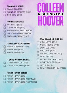 the college reading list is shown in pink, blue and purple watercolor with text that reads