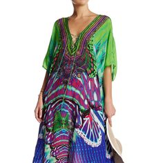 One Size Fits ( 2-14 ) Usa Size How To Style Lace Up Kaftan - 3 Ways To Different Style Shahida Long Kaftan Dress Shahida Parides Convertible Kaftan One Of 3 Ways For Style You'll Love! Versatility Ensures You'll Never Be Bored Of This V-Neck Lace Up Kaftan! - V-Neck, Halter, Off-The-Shoulder Neckline Handmade Kaftan - Approx. 58”-60" Long Kaftan - Viscose Silk Crepe Caftan Women's Designer Caftan Dress Purple Tunic Dress For Beach Cover-up, Purple Long Dress Beach Cover-up, Purple Silk Bohemian Dress, Elegant Purple Kaftan With Kimono Sleeves, Purple Silk Kaftan For Summer, Elegant Purple Dress With Kimono Sleeves, Elegant Purple Summer Kaftan, Silk Purple Kaftan For Spring, Green Silk Beachwear Dress