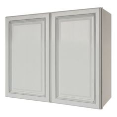 a white wall cabinet with two doors