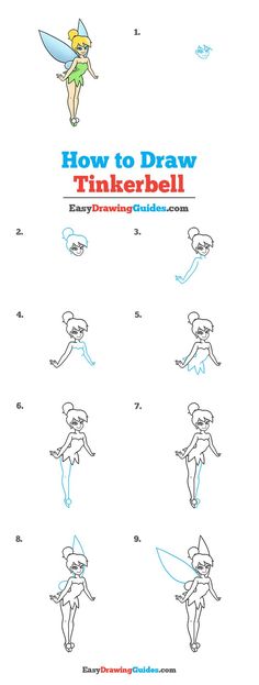 how to draw tinkerbell step by step instructions