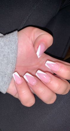 French Triangle Tip Nails, Triangle Tips Nails, Angular French Tip, Short Triangle French Nails, Cross Cross French Tip, Coffin Triangle French Tip, Coffin V French Tip Nails, Crossed French Tip Nails, Triangular French Tip Nails