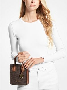 Mercer Extra-small Logo And Leather Crossbody Bag | Michael Kors Sac Michael Kors, Michael Kors Mercer, Convertible Crossbody Bag, Zip Tote, Phone Wallet, Boston Red Sox, Fjallraven Kanken, Signature Logo, Leather Satchel