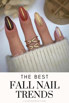 Fall is by far my favorite season. I’m so excited to bust out my boots and sweaters and drink a pumpkin spice latte! But what I’m most excited about is fall nails! I love the rich, dark colors that this season brings. I’m seeing so many warm browns, rich greens, and golden yellows for this season, and I can’t wait to get on the fall nail trends train! September Nails Art, Pumpkin Spice Nails, September Nails, Fall Nail Trends, Cute Nails For Fall, Seasonal Nails, Fall Nail Art, Brown Nails, Gel Nail Designs