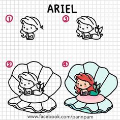 how to draw ariel from the little mermaid with step - by - step instructions for kids