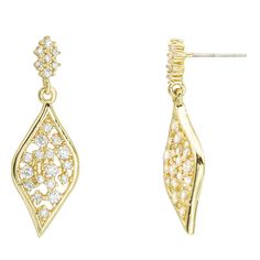 Finish off your ensemble with a touch of sparkle in these cubic zirconia-studded Brilliance gold tone navette drop earrings. Click on this JEWELRY & WATCHES GUIDE to learn about fit, styles, materials and more! Finish off your ensemble with a touch of sparkle in these cubic zirconia-studded Brilliance gold tone navette drop earrings. Click on this JEWELRY & WATCHES GUIDE to learn about fit, styles, materials and more! FEATURES Length: 31 mm Backings: post Metal: brass Plating: gold tone Finish: Post Metal, Polished Nickel, Jewelry Earrings Dangle, Cubic Zirconia, Jewelry Watches, Gold Tones, Dangle Earrings, Jewelry Earrings, Fashion Jewelry