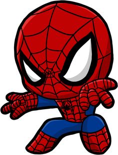 a cartoon spider man with his hands in the air