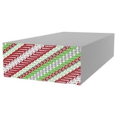 a white box with red and green designs on it