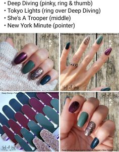 Color Street Shes A Trooper Mixed Mani, Best Color Street Nail Combinations, Glazed Over Color Street Combo, Fail Nails Designs, Wood You Rather Color Street Combo, Back In Tile Color Street Combo, Color Street Fall 2024, Green Color Street Combo, Color Street Mixed Mani Ideas 2022