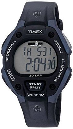 Timex Men's T5H591 Ironman Classic 30 Full-Size Black/Blu... https://amzn.to/2P5lPgg Best Fitness Tracker, Vintage Models, Sport Watches