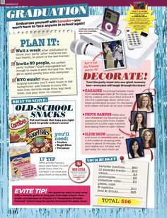 the back cover of a magazine with pictures on it and text that reads, graduation