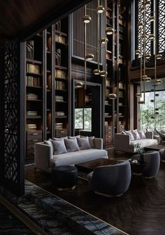 #books #wall #design #interior #interiordesignideas #decor #decoration #home ✔️ Lucifer Penthouse, Lobby Designs, Modern Hotel Lobby, 90s Bedroom, Hotel Lobby Design, Lobby Interior Design, Hotel Lounge, Luxurious Interior, Luxurious Hotel