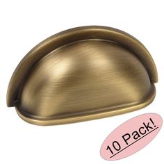 a gold door handle with the words 10 pack in pink stickers below it and an image of a white background