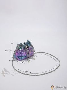 Bird in Bag - Holographic Faux Pearl Decorative Design Chain Bucket Purple Details, Ombre Fashion, Decorative Design, Pearl Types, Bird In Bag, Bag Bag, Color Purple, Polyester Material, Faux Pearl