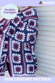 Get started on this DIY project on Azulejo - Cardigan Crochet
 Pattern. SIZE One size MEASUREMENTS Circumference: 140 cm / 55” Length: 83 cm / 32.6” PATTERN INFORMATION You will learn how to crochet a classic granny square and how to join squares together. Granny squares cardigans are so popular right now! This is a lovely classic design possessing a mix of the past and nowadays. It is well fitting and comfortable.The pattern for Azulejo - Cardigan can be downloaded for free Easy Granny Square Cardigan Pattern Free, Classic Granny Square, Work Sweater, Square Sweater, Granny Square Cardigan, Cardigan Crochet Pattern, Square Cardigan, Crochet Slippers Free Pattern, Crochet Men