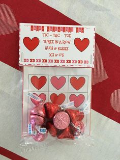 valentine's day candy wrapper with hearts on it