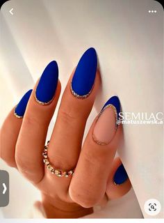 Blue Gel Nails, Royal Blue Nails, Dark Blue Nails, Navy Nails, January Nails