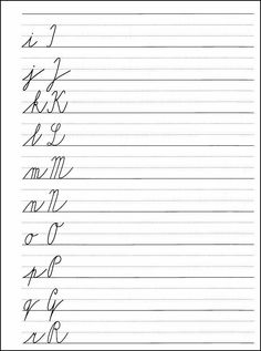 the writing practice sheet with cursive numbers and letters on it, all lined up in