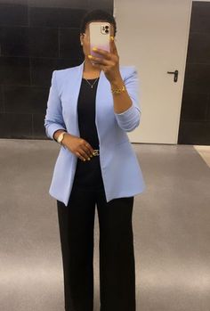 Black Women Conference Outfit, Professional Outfits Women Office, Professional Classy Outfits, Women Formal Suit Work Outfits, Slacks For Women Formal, Business Chic Plus Size, Professor Work Outfit, Womens Black Slacks Outfit, Corporate Black Outfit