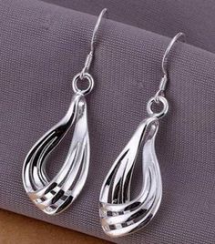 Silver waterdrop dangle fish hook earrings Material: silver plated alloy Type: Fish Hook Droplet Earrings, Earring Box, Swirl Earrings, Classic Earrings, Stud Jewelry, Party Earrings, Silver Plated Jewelry, Fashion Jewelry Earrings, E Bay