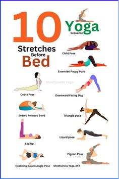 the 10 yoga stretches before bed poster