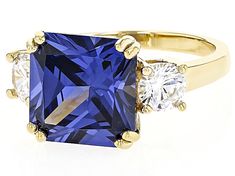 Bella Luce® Esotica™ tanzanite and white diamond simulants square octagonal and round, Eterno™ 18k yellow gold over sterling silver ring. Measures approximately 0.81" L x 0.44" W and is not sizable. Emerald Cut Tanzanite Jewelry In Yellow Gold, Fine Jewelry Rectangular Tanzanite, Square Cut Yellow Gold Jewelry With Center Stone, Asscher Cut Tanzanite Fine Jewelry, Yellow Gold Square Cut Jewelry With Center Stone, Square Cut Gold Jewelry With Accent Stones, Gold Jewelry With Square Cut Accent Stones, Gold Tanzanite Jewelry With Brilliant Cut, Yellow Gold Square Cut Cubic Zirconia Jewelry