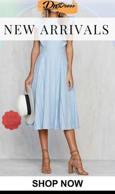 Gathered Waist O Neck Cotton Skater Dress Color Pick, Skater Dress, Fashion Games, Free Shipping