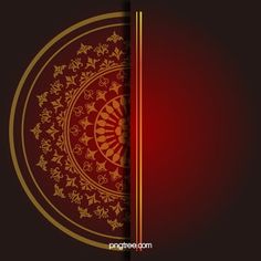 a red and gold background with an ornate design