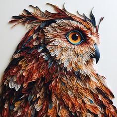 an owl made out of different colored paper