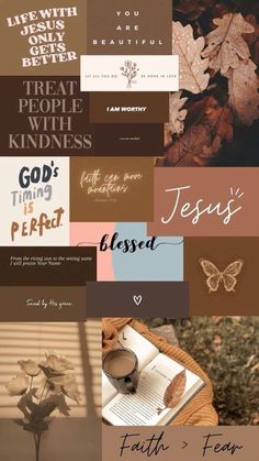 a collage of different types of words and pictures with the word jesus written on them