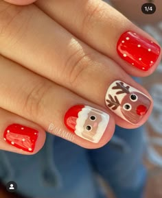 Santa Nails, Nail Art Noel, Christmas Gel, Nails For Kids