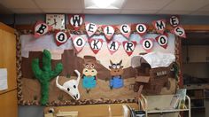 a bulletin board with some decorations on it