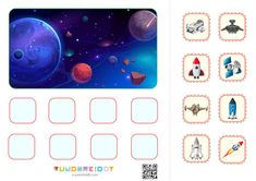 a space themed worksheet for kids to practice counting