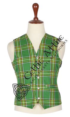 A perfect Choice for Formal as well as Parades and informal gatherings * Traditional 5 buttons Irish Waistcoat Style * Made of Machine Washable Acrylic Fabric * Fully Lined with Premium Quality Satin * Rampant Lion Detailed 5 Buttons * 2 Real Front Pockets * Available in More Than 25 Tartan plaids * Please Choose Size Carefully after reading the size chart Green Winter Vest With Buttons, Fitted Green Vest With Button Closure, Green Buttoned Vest For Workwear, Kilt Wedding, Tartan Waistcoat, Steampunk Patterns, Waistcoat Style, Tartan Material, Irish Tartan