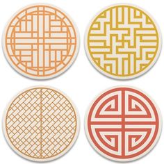 World Menagerie Korean Patterns Round Coaster Korean Patterns, Korean Pattern, Wing Wing, Cork Material, Coaster Gift Set, Wood Burning Crafts, Agate Coasters, Talavera Tiles